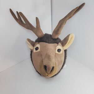 Large Elk Deer Head Faux Taxidermy Wall Animal Mount Plush 18"x 17"x 16" RARE!